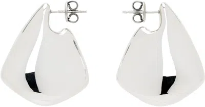 Bottega Veneta Silver Small Fin Earrings In White