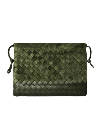 Bottega Veneta Simple Clutch Bag In Green Tweed
