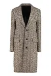 Bottega Veneta Single-breasted Boucle Fabric Coat In Multicolor