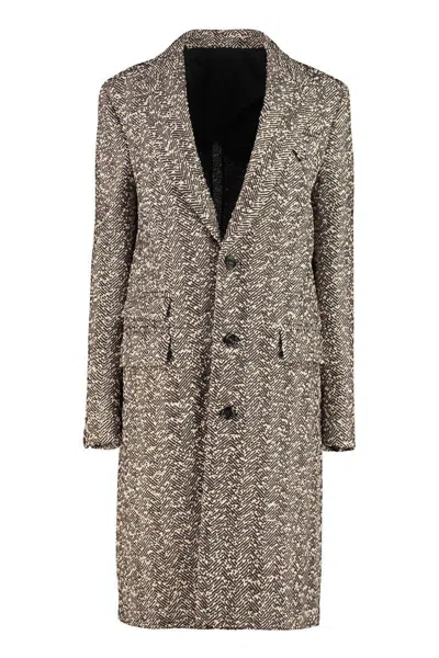 BOTTEGA VENETA BOTTEGA VENETA SINGLE-BREASTED BOUCLE' FABRIC COAT