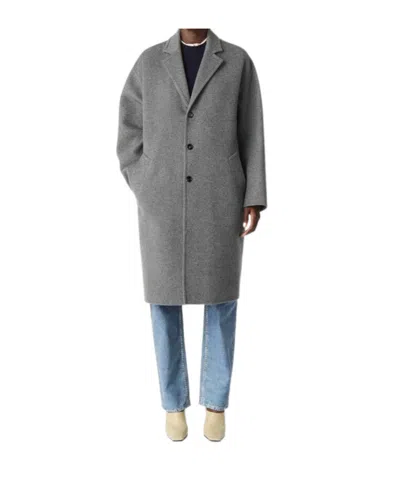 Bottega Veneta Single-breasted Coat In Gray Mixed Color