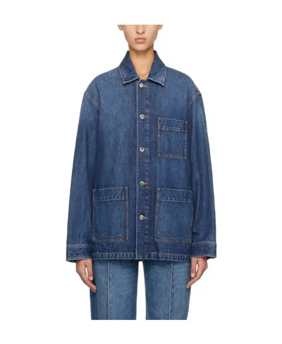 Bottega Veneta Single-breasted Denim Jacket In Blue
