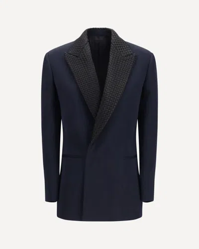 Bottega Veneta Single Breasted Jacket With Intrecciato Motif In Black