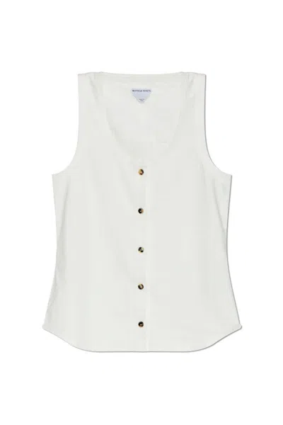 Bottega Veneta Single Breasted Sleeveless Top In Neutral