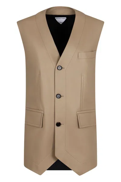 Bottega Veneta Single-breasted Vest In Brown