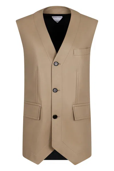 Bottega Veneta Single-breasted Vest In Beige