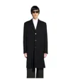 Bottega Veneta Single-breasted Wool Coat In Black