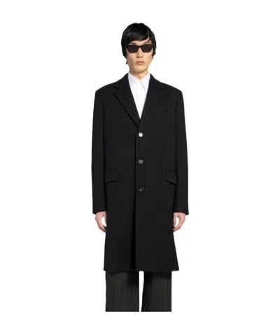 Bottega Veneta Single-breasted Wool Coat In Black