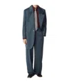 Bottega Veneta Single-breasted Wool Coat In Blue Stone/gray Mixed Color