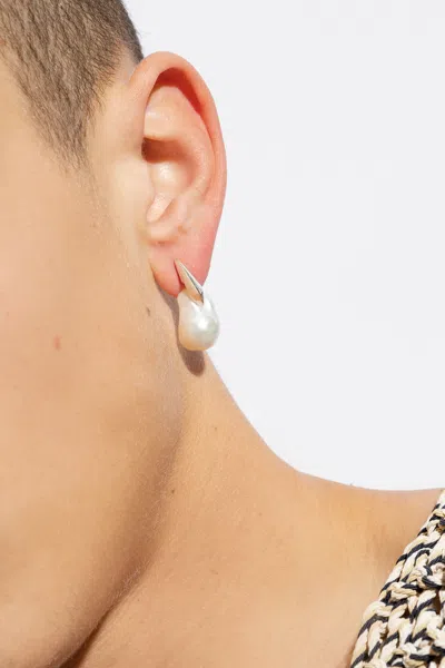 Bottega Veneta Single Pearl Earring In Silver