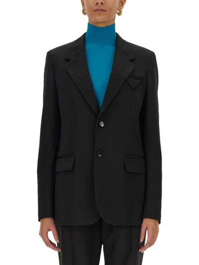 Bottega Veneta Single-breasted Wool Jacket In Black