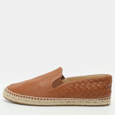 Pre-owned Bottega Veneta Size 37 Brown Intrecciato Leather Espadrilles Flats