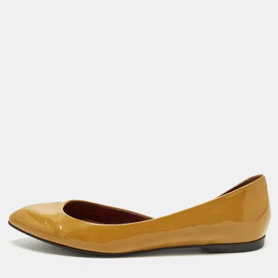 Pre-owned Bottega Veneta Size 38 Brown Patent Leather Ballet Flats