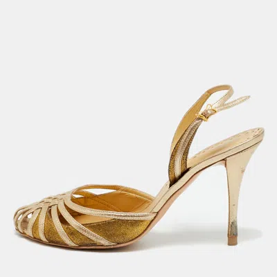 Pre-owned Bottega Veneta Size 38 Metallic Leather And Suede Ankle Strap Pumps In Silver