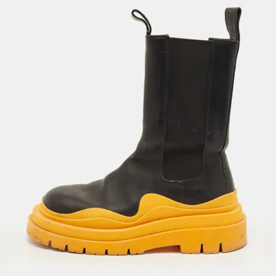 Pre-owned Bottega Veneta Size 39 Black Leather Chelsea Ankle Length Boots