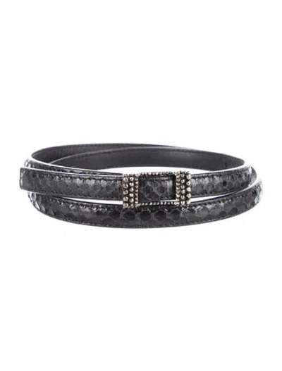 Pre-owned Bottega Veneta Skinny Leather Belt In Black