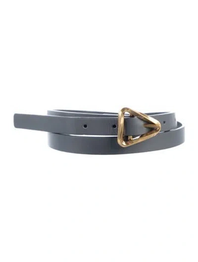 Pre-owned Bottega Veneta Skinny Leather Belt Kit In Gray
