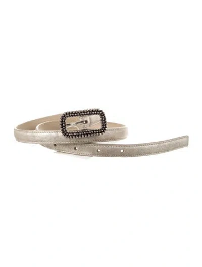 Pre-owned Bottega Veneta Skinny Leather Belt In Neutral