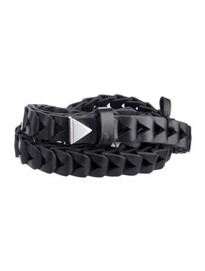 Pre-owned Bottega Veneta Skinny Leather Belt W/ Tags In Black