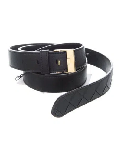 Pre-owned Bottega Veneta Skinny Leather Belt W/ Tags In Black