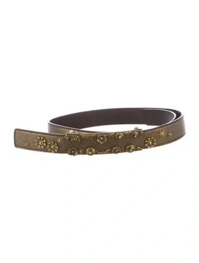 Pre-owned Bottega Veneta Skinny Leather Waist Belt In Green