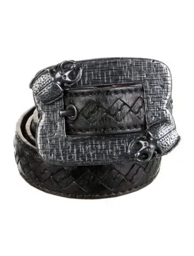 Pre-owned Bottega Veneta Skinny Leather Waist Belt In Green