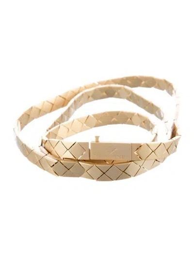 Pre-owned Bottega Veneta Skinny Metal Belt In Gold