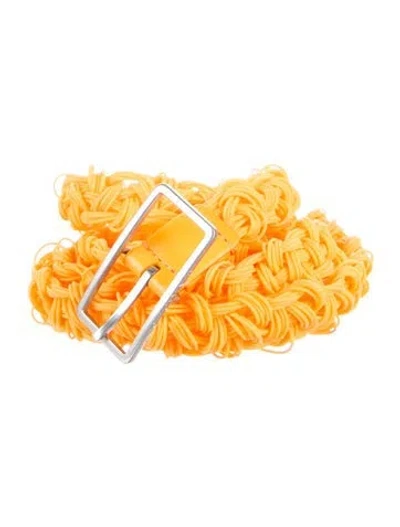 Pre-owned Bottega Veneta Skinny Rubber Belt In Orange