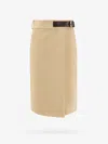 Bottega Veneta Wrap Midi Skirt With Leather Belt In Beige