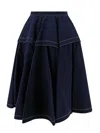 Bottega Veneta Tech Nylon Midi Circle Skirt In Blue