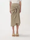 Bottega Veneta Pleated Cotton Long Skirt In Beige
