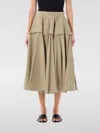 Bottega Veneta Layered Pleated Cotton-poplin Midi Skirt In Sand