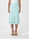 Bottega Veneta Cotton Midi Skirt For Women – Ss24 Collection In Turquoise