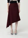 Bottega Veneta Womens Aubergine Sartorial Asymmetric Wool Midi Skirt In Burgundy