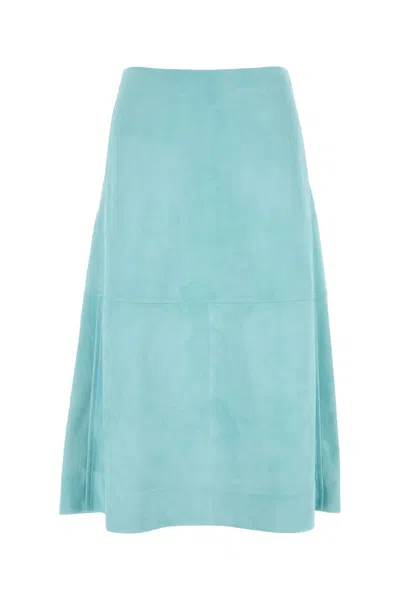 Bottega Veneta Skirt Suede Light Blue