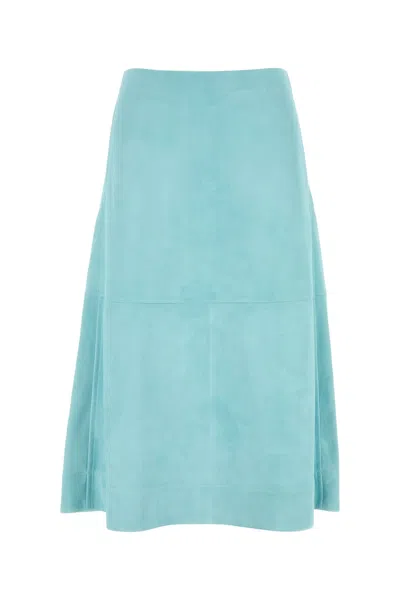 Bottega Veneta Skirt Suede Light Blue