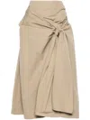 Bottega Veneta Pleated Cotton Long Skirt In Nude & Neutrals