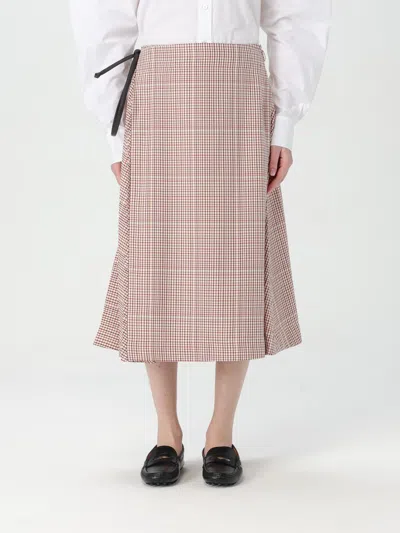 Bottega Veneta Checked Midi Skirt Skirts Multicolor In Neutral