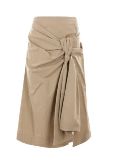 Bottega Veneta Sand Co-blend Clothing Skirts In Neutral