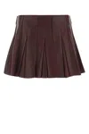 Bottega Veneta Burgundy Leather Mini Skirt