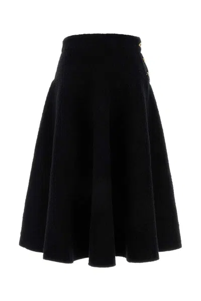 Bottega Veneta Stretch Cotton Blend Skirt With Button Embellishments In Black