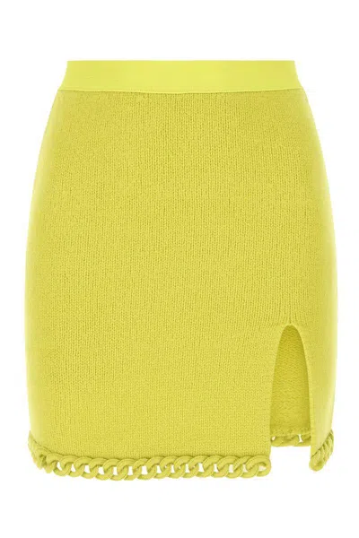 Bottega Veneta Acid Green Wool Mini Skirt In Yellow