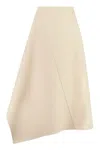 Bottega Veneta Beige Asymmetric Midi Skirt For Women In Beige O Tan