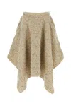 Bottega Veneta Wool Skirt With Asymmetric Hem And Textured Fabric In Beige O Tan