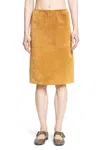 Bottega Veneta Fringed Hem Lurex Ribbed Midi Skirt In Brown