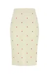 Bottega Veneta Womens Matches Embroidered Fine-knit Cotton-blend Midi Skirt Chalk-vernis In Chalkvernis