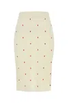 Bottega Veneta Womens Matches Embroidered Fine-knit Cotton-blend Midi Skirt Chalk-vernis In Chalkvernis