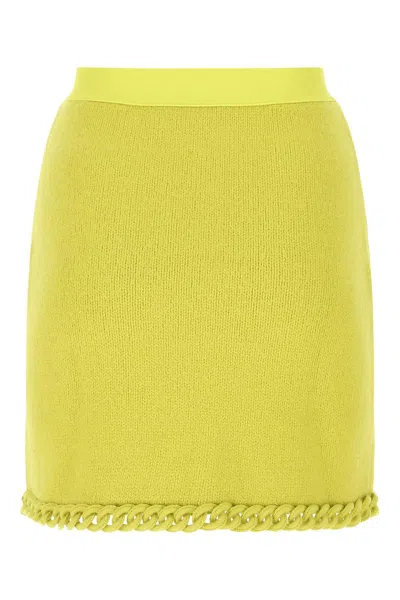 Bottega Veneta Acid Green Wool Mini Skirt In Neon Green