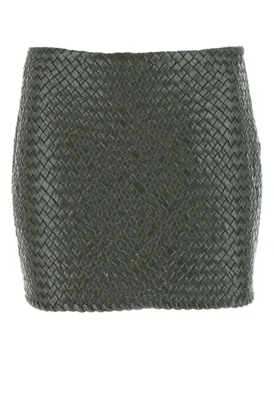 Bottega Veneta Intrecciato Mini Skirt In Green
