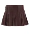 Bottega Veneta Burgundy Leather Mini Skirt In Red